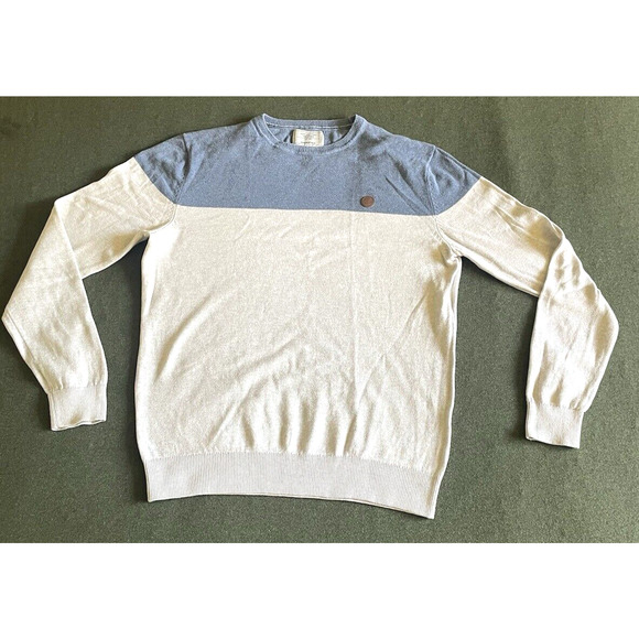 Springfield Basic Block Jerse Polo Sweater Blue 100% COTTON Melange Size M - Picture 6 of 9